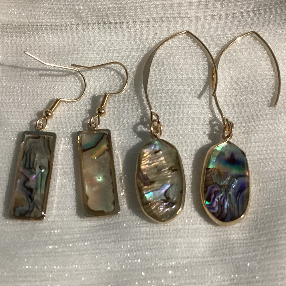🐚Abalone Shell Earring Set – 2 Pair Bundle ✨